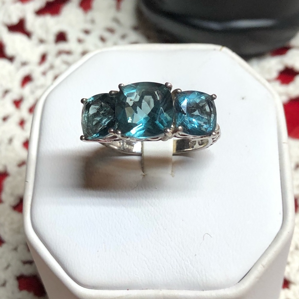 Sterling Silver Large Tourmaline Ring size 10